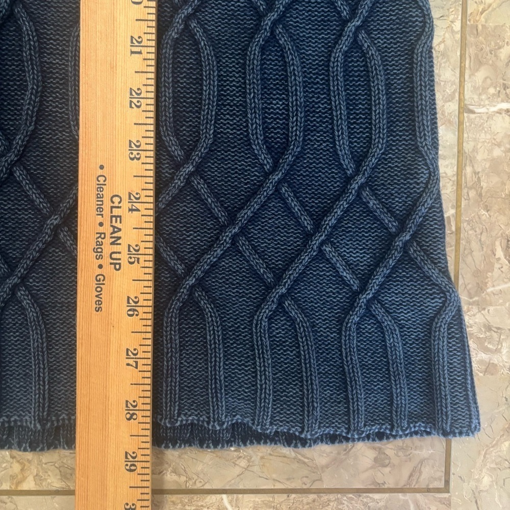 Natural Reflections Navy Blue 100% Cotton Textured Cable Knit V-Neck Sweater XL - Picture 8 of 8